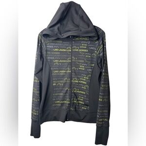 Horseware Equestrian Live Laugh Love Horses Zip-Up Hoodie Black Riding Jacket L